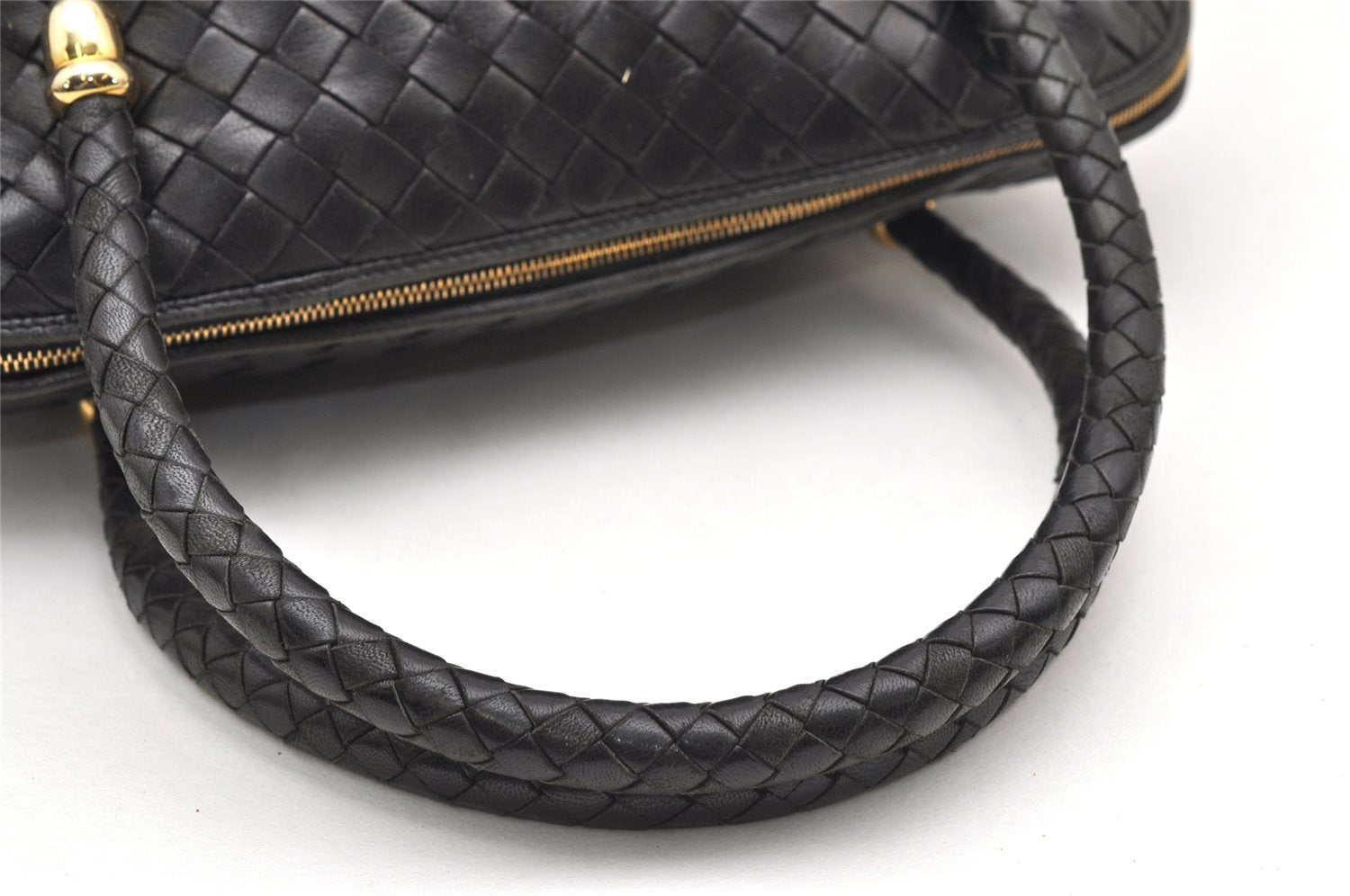 Authentic BOTTEGA VENETA Intrecciato Leather Shoulder Hand Bag Black Junk 7456K