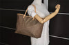 Authentic FENDI Vintage Zucchino Shoulder Tote Bag Canvas Leather Brown 7459I