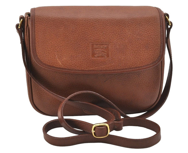 Authentic Burberrys Vintage Leather Shoulder Cross Body Bag Purse Brown 7460I