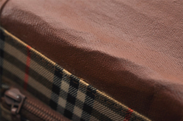 Authentic Burberrys Vintage Leather Shoulder Cross Body Bag Purse Brown 7460I