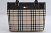 Authentic BURBERRY Vintage Nova Check Nylon Leather Hand Bag Purse Beige 7461I