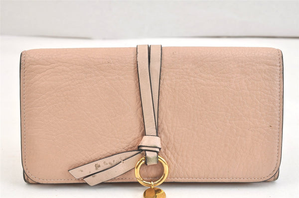 Authentic Chloe Vintage Alphabet Long Wallet Purse Leather Pink 7461K