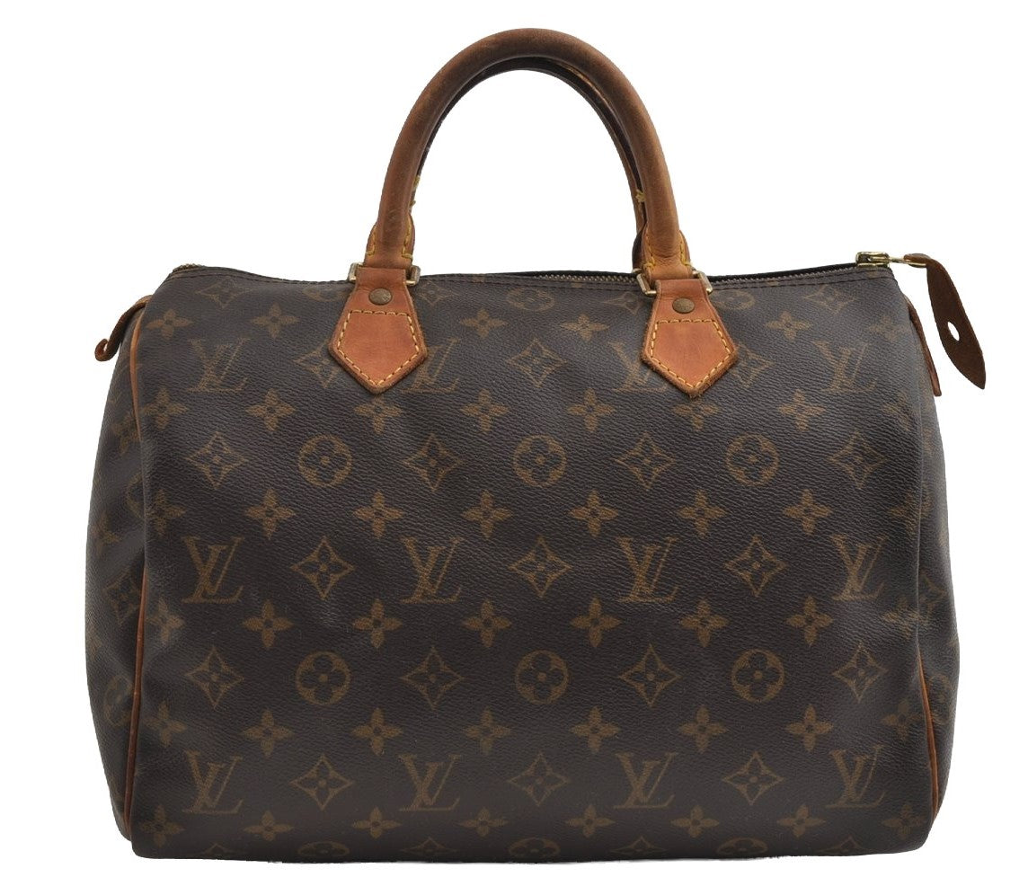 Authentic Louis Vuitton Monogram Speedy 30 Hand Boston Bag M41526 LV 7464I