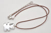 Authentic SWAROVSKI Leather Cord Necklace Bear Motif Clear Brown 7465K