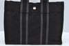 Authentic HERMES Fourre Tout PM Vintage Hand Tote Bag Canvas Black 7468H