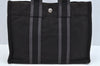 Authentic HERMES Fourre Tout PM Vintage Hand Tote Bag Canvas Black 7468H