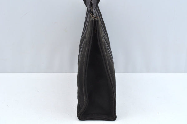 Authentic HERMES Fourre Tout PM Vintage Hand Tote Bag Canvas Black 7468H