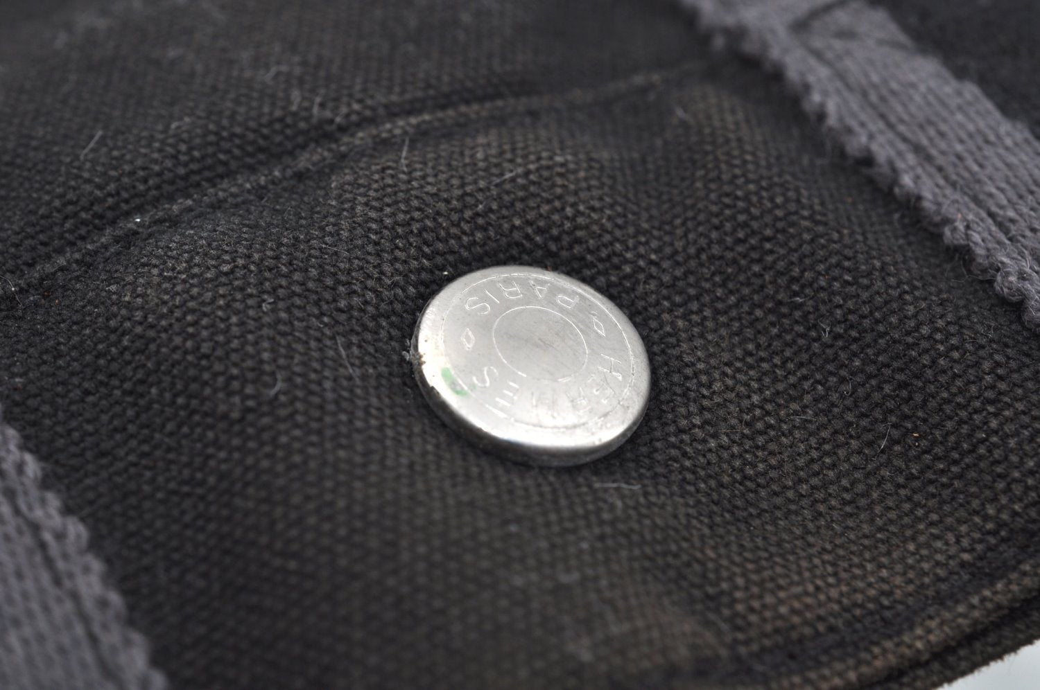 Authentic HERMES Fourre Tout PM Vintage Hand Tote Bag Canvas Black 7468H