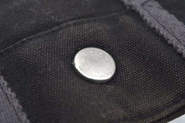 Authentic HERMES Fourre Tout PM Vintage Hand Tote Bag Canvas Black 7468H