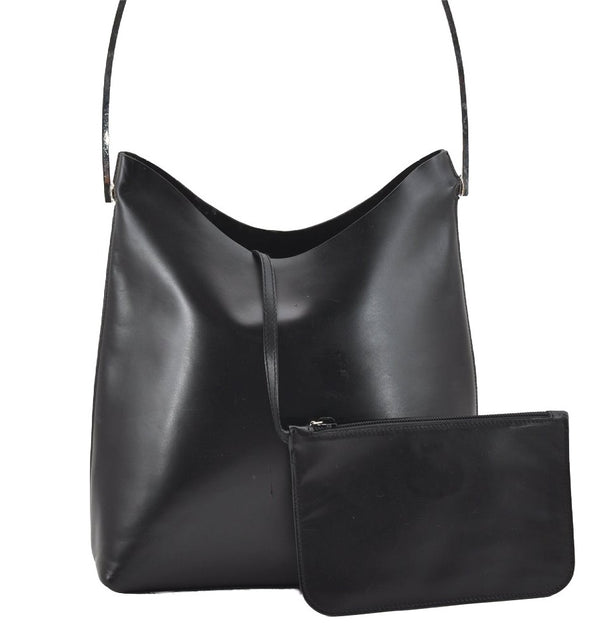 Authentic GUCCI Vintage Shoulder Bag Purse Leather Black 7469I