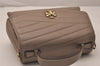 Authentic TORY BURCH KIRA Chevron Leather 2Way Shoulder Hand Bag Beige 7470J