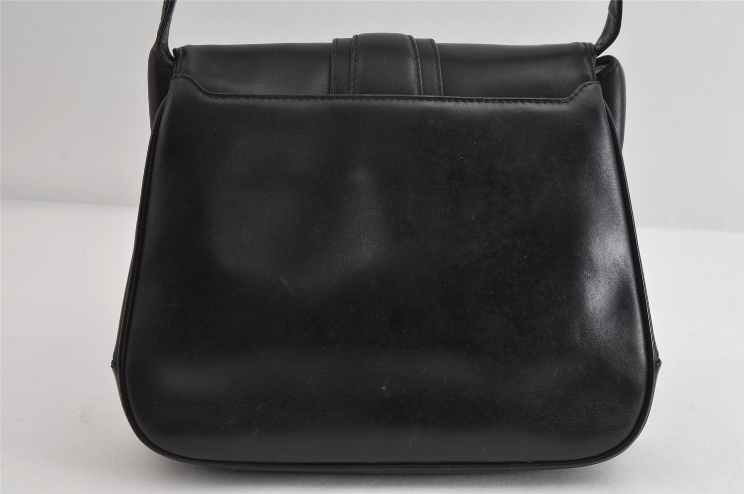 Authentic GUCCI Vintage Shoulder Bag Purse Leather Black 7471I