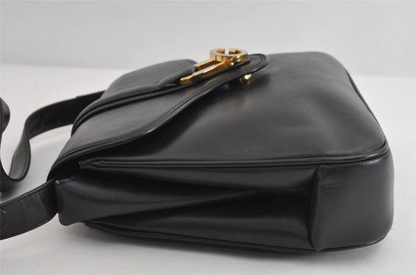 Authentic GUCCI Vintage Shoulder Bag Purse Leather Black 7471I