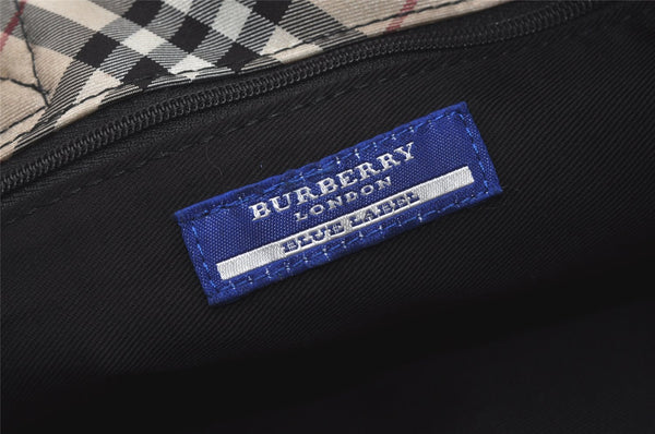 Authentic BURBERRY BLUE LABEL Vintage Check Hand Tote Bag Denim Black 7472I