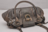 Authentic Salvatore Ferragamo Gancini Leather Shoulder Hand Bag Gray 7473I