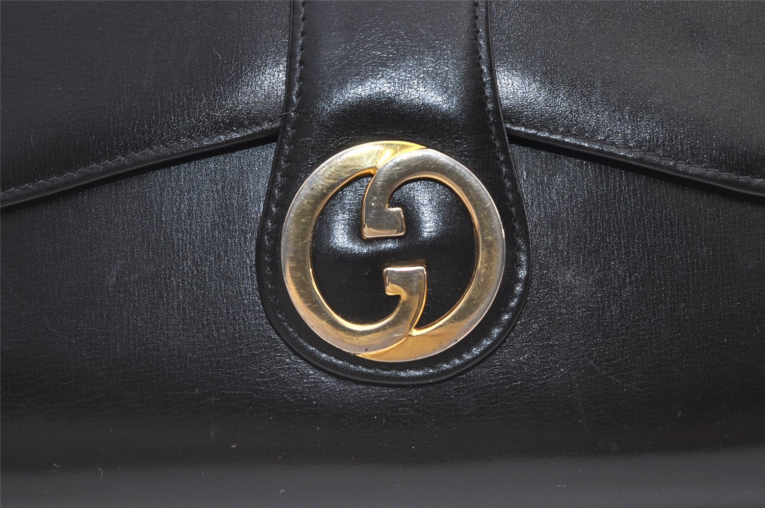 Authentic GUCCI Shoulder Hand Bag Purse Leather Black Junk 7475J