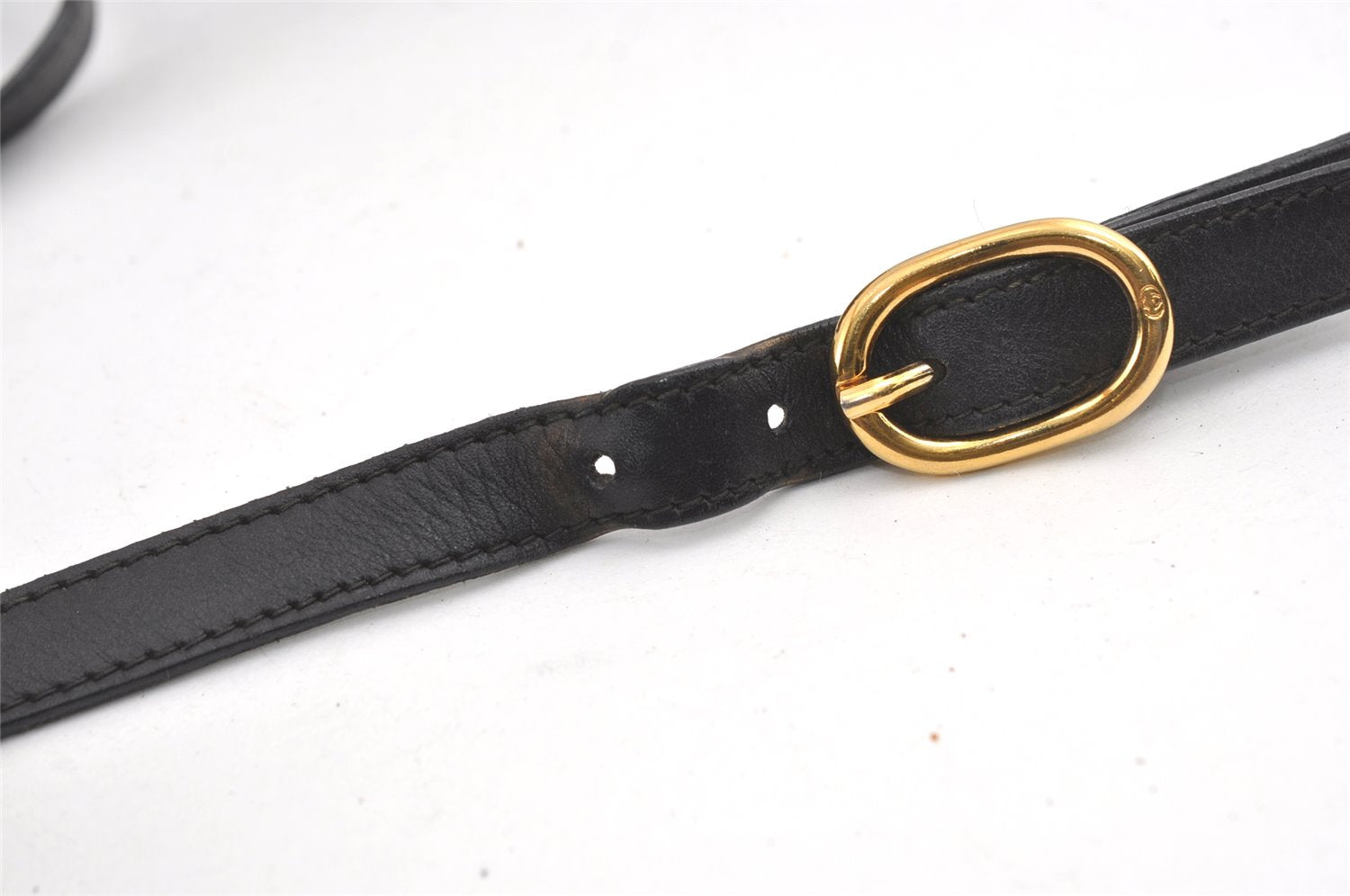 Authentic GUCCI Micro GG PVC Leather Shoulder Drawstring Bag Black Junk 7476J