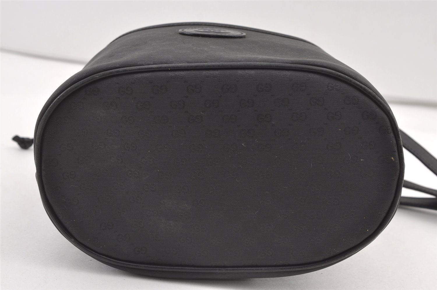 Authentic GUCCI Micro GG PVC Leather Shoulder Drawstring Bag Black Junk 7476J