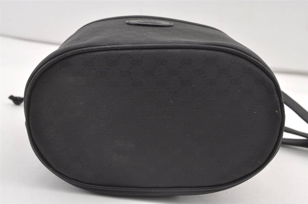 Authentic GUCCI Micro GG PVC Leather Shoulder Drawstring Bag Black Junk 7476J