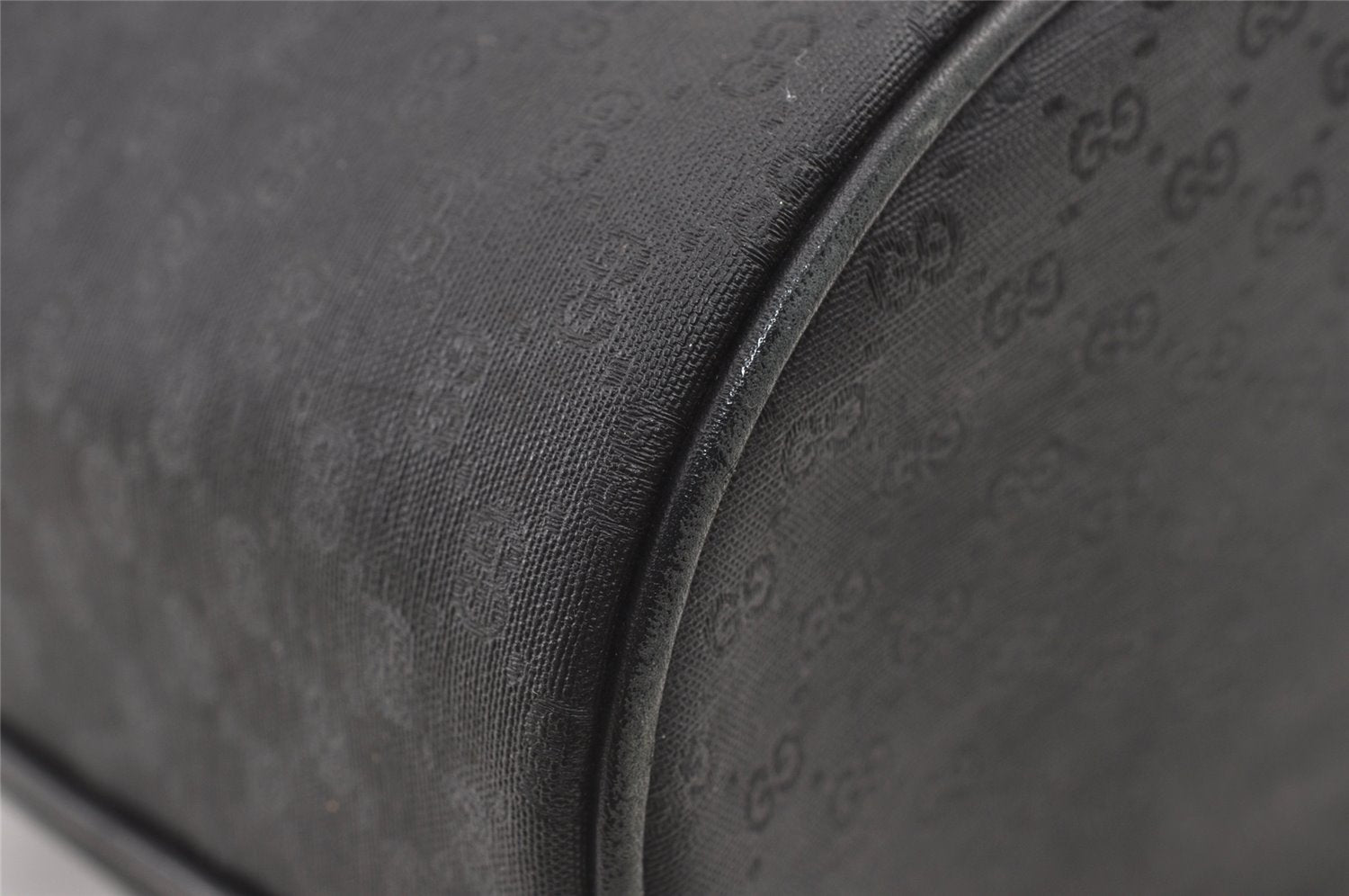 Authentic GUCCI Micro GG PVC Leather Shoulder Drawstring Bag Black Junk 7476J