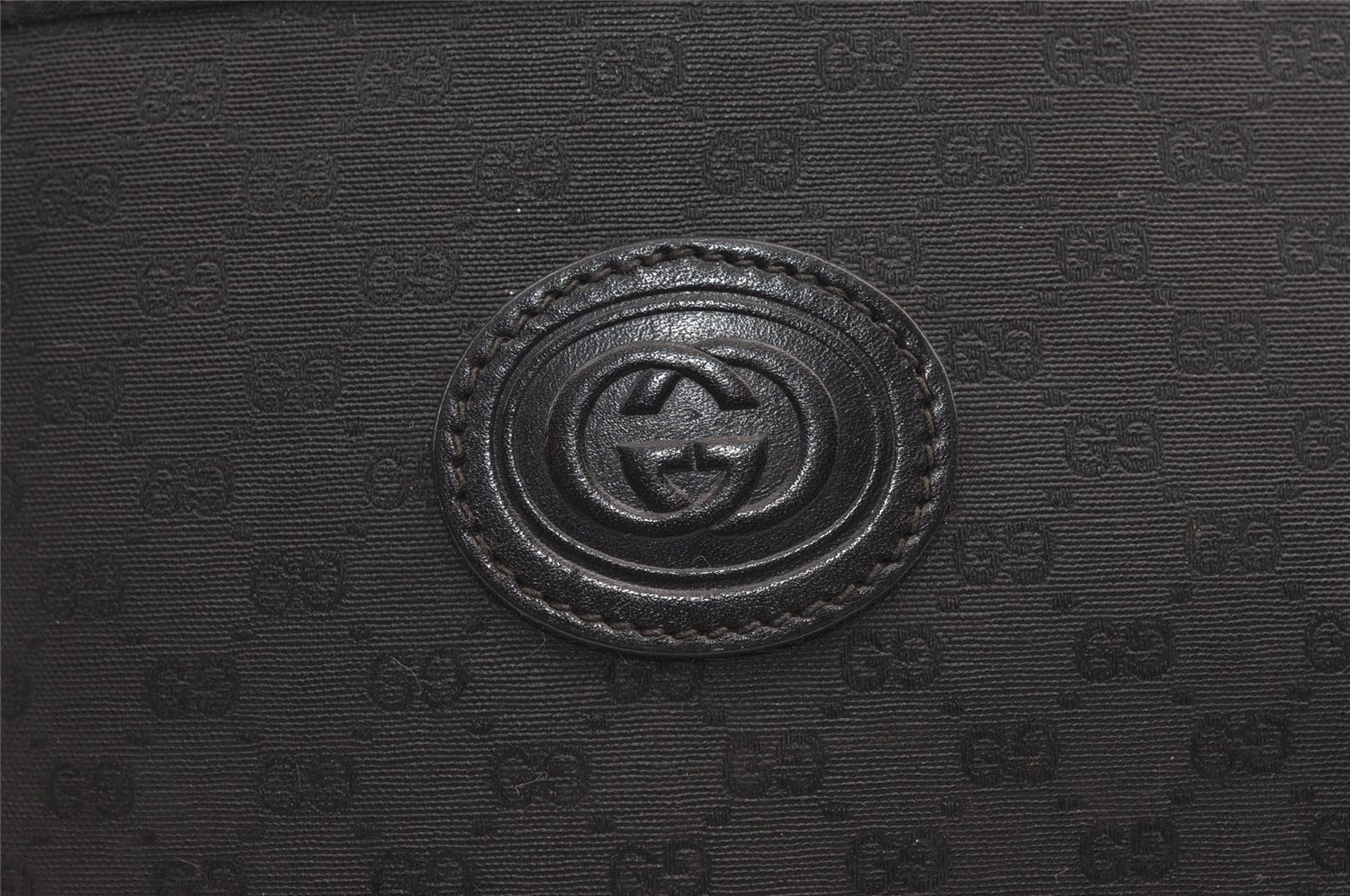 Authentic GUCCI Micro GG PVC Leather Shoulder Drawstring Bag Black Junk 7476J