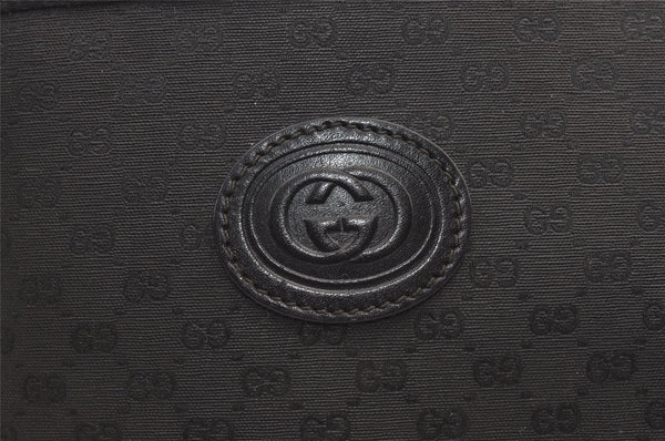 Authentic GUCCI Micro GG PVC Leather Shoulder Drawstring Bag Black Junk 7476J