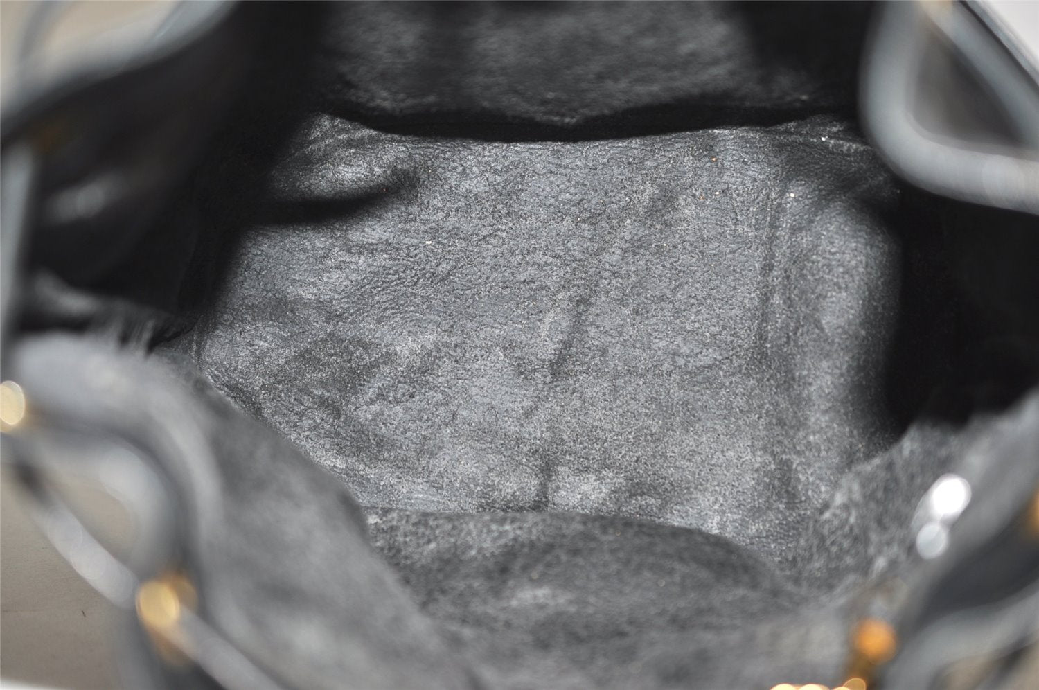 Authentic GUCCI Micro GG PVC Leather Shoulder Drawstring Bag Black Junk 7476J