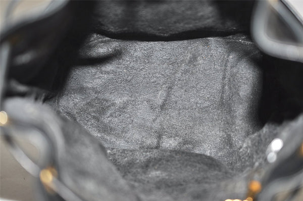 Authentic GUCCI Micro GG PVC Leather Shoulder Drawstring Bag Black Junk 7476J