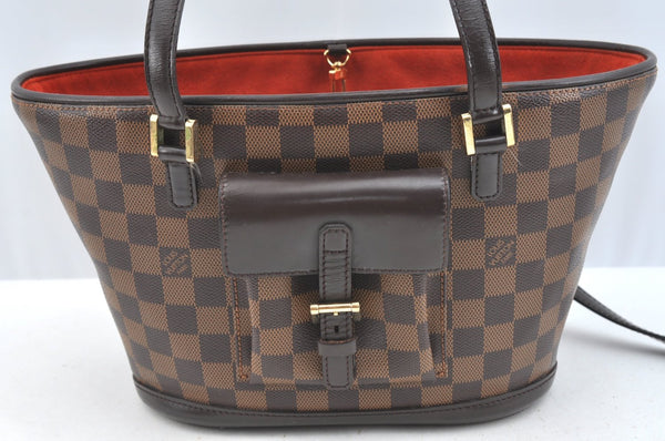 Authentic Louis Vuitton Damier Manosque PM Shoulder Tote Bag N51121 Junk 7477H