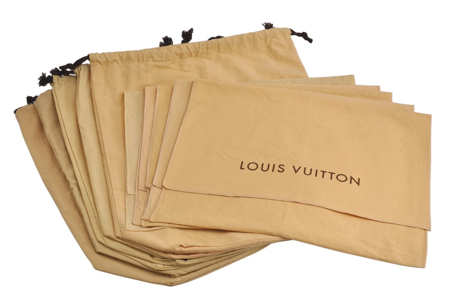 Authentic Louis Vuitton Dust Bag 10 Set Cotton Beige 9.3x6.7x22.4 LV 7477J