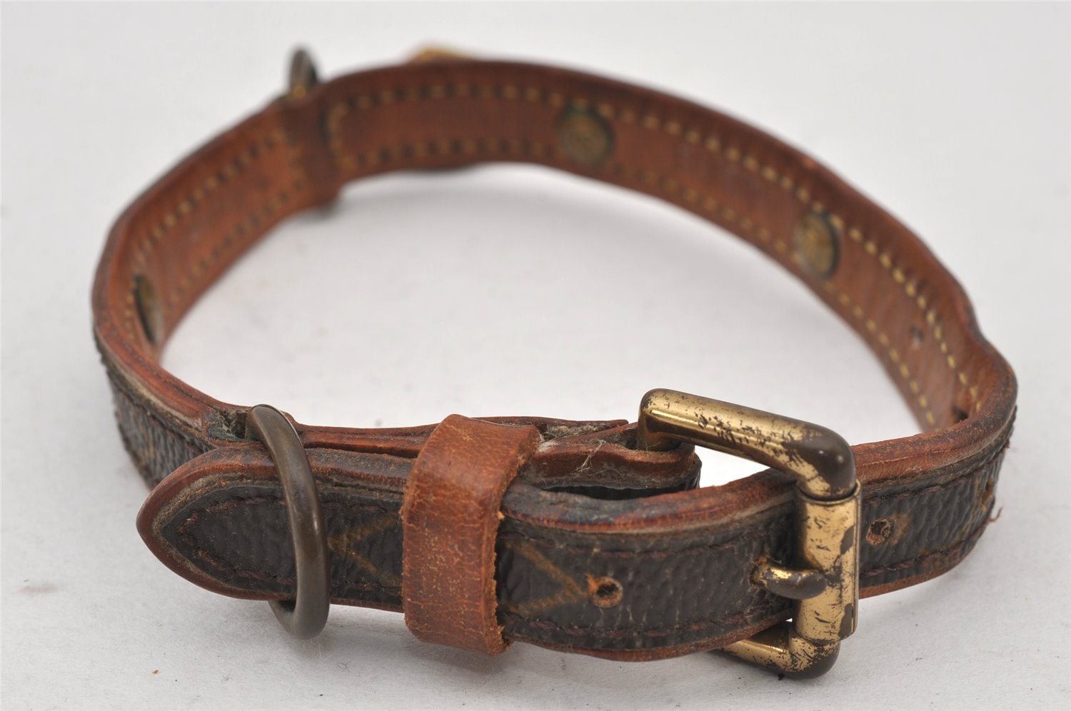 Authentic Louis Vuitton Monogram Collar Baxter PM Dog Collar M58072 LV 7477K