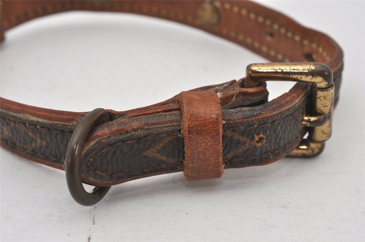 Authentic Louis Vuitton Monogram Collar Baxter PM Dog Collar M58072 LV 7477K