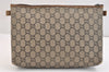 Authentic GUCCI Vintage GG Plus Clutch Hand Bag Purse PVC Leather Brown 7479K