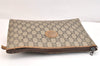 Authentic GUCCI Vintage GG Plus Clutch Hand Bag Purse PVC Leather Brown 7479K