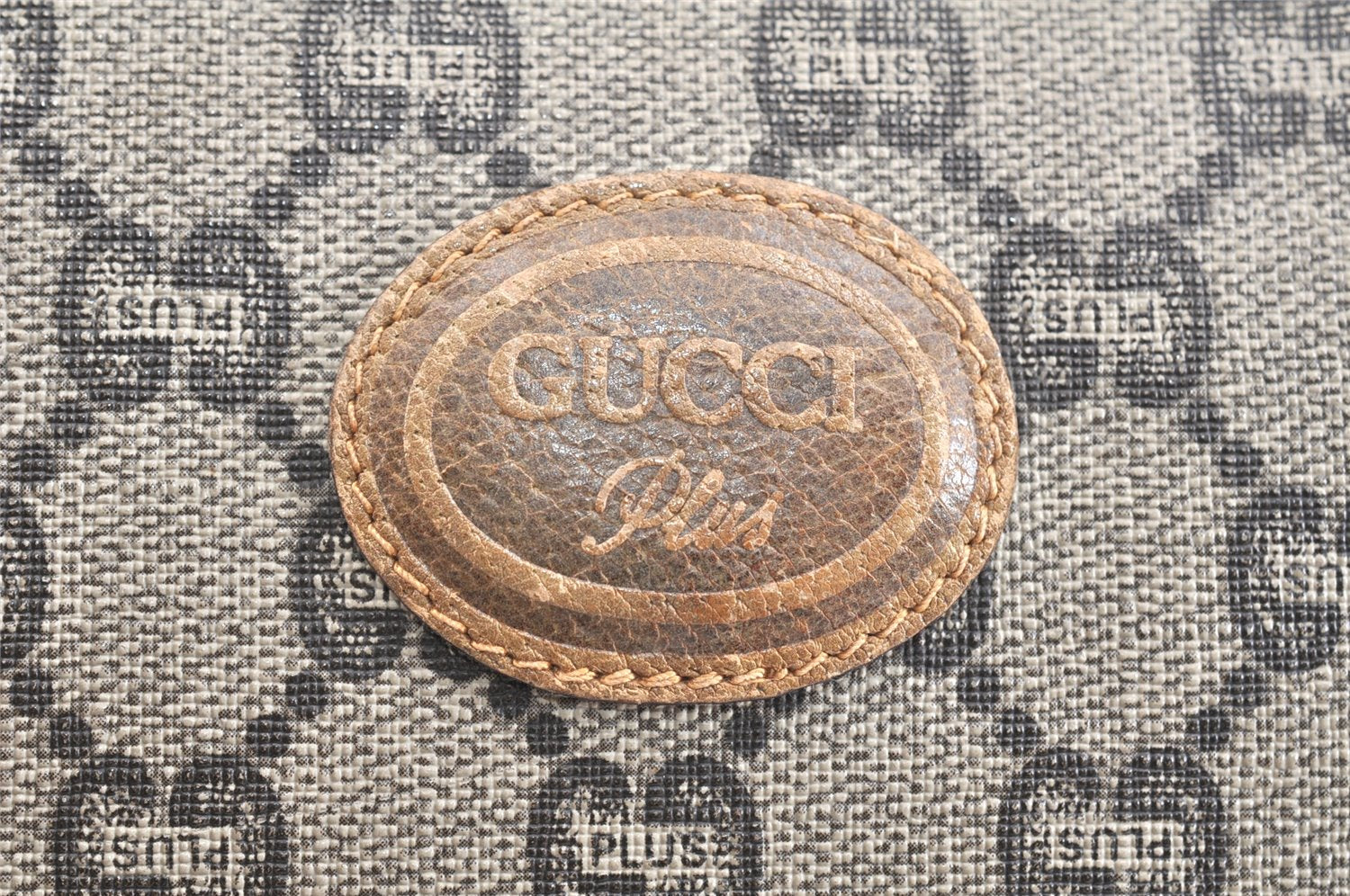 Authentic GUCCI Vintage GG Plus Clutch Hand Bag Purse PVC Leather Brown 7479K