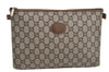Authentic GUCCI Vintage GG Plus Clutch Hand Bag Purse GG PVC Leather Brown 7480I