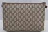 Authentic GUCCI Vintage GG Plus Clutch Hand Bag Purse GG PVC Leather Brown 7480I