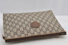 Authentic GUCCI Vintage GG Plus Clutch Hand Bag Purse GG PVC Leather Brown 7480I