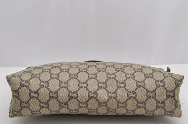 Authentic GUCCI Vintage GG Plus Clutch Hand Bag Purse GG PVC Leather Brown 7480I