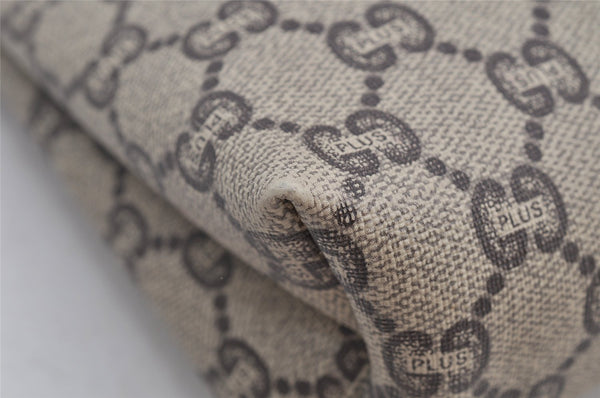 Authentic GUCCI Vintage GG Plus Clutch Hand Bag Purse GG PVC Leather Brown 7480I