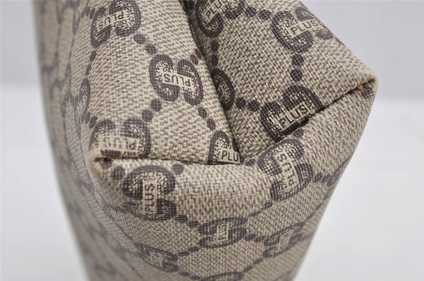 Authentic GUCCI Vintage GG Plus Clutch Hand Bag Purse GG PVC Leather Brown 7480I