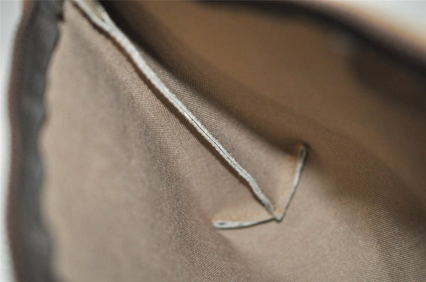 Authentic GUCCI Vintage GG Plus Clutch Hand Bag Purse GG PVC Leather Brown 7480I