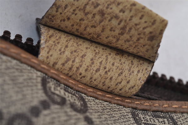 Authentic GUCCI Vintage GG Plus Clutch Hand Bag Purse GG PVC Leather Brown 7480I