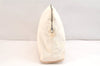 Authentic HERMES Bolide GM Pouch Purse Canvas Leather White 7480K