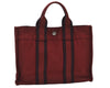 Authentic HERMES Fourre Tout PM Vintage Hand Tote Bag Canvas Red 7482I