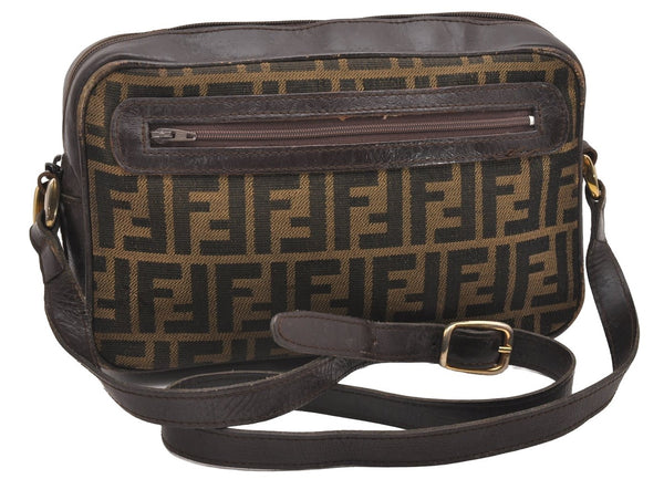 Authentic FENDI Zucca Shoulder Cross Body Bag Purse Canvas Leather Brown 7484I