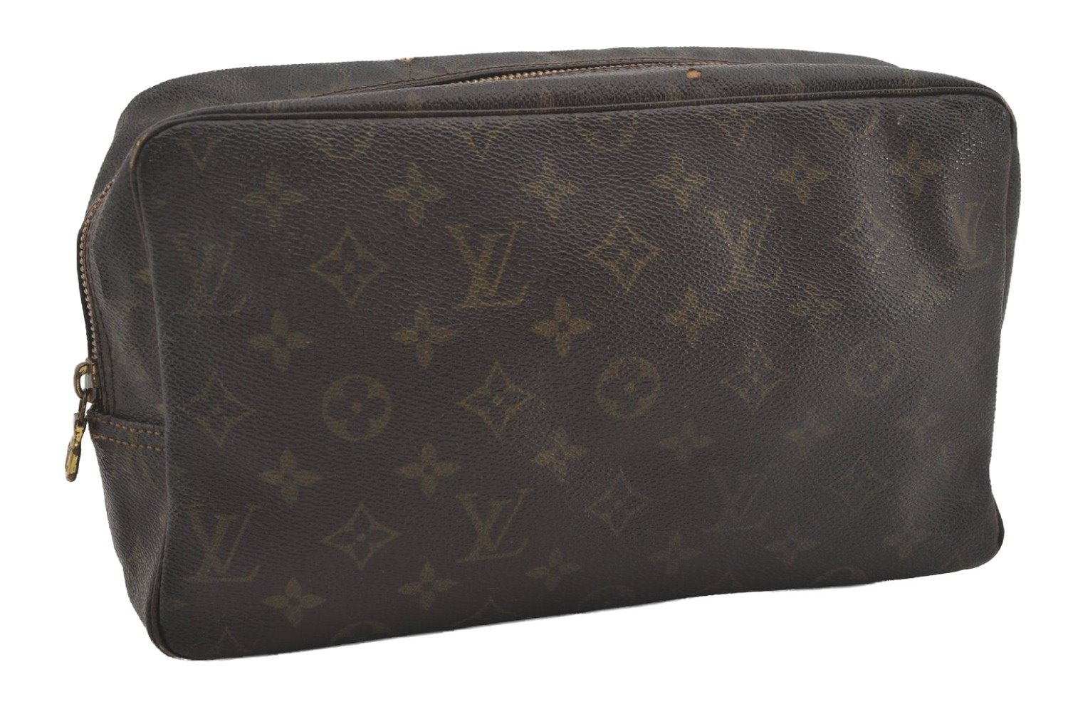 Auth Louis Vuitton Monogram Trousse Toilette 28 Clutch Hand Bag M47522 LV 7486I