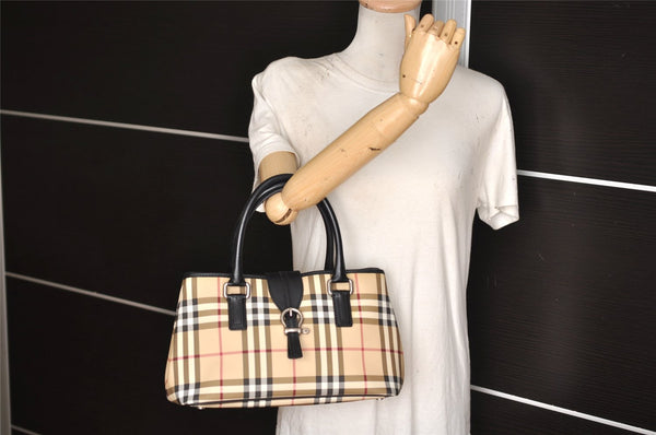 Authentic BURBERRY Vintage Nova Check PVC Leather Hand Tote Bag Beige 7486K