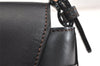 Authentic BURBERRY Vintage Leather Shoulder Hand Bag Purse Black 7487K