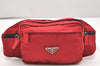 Authentic PRADA Vintage Nylon Tessuto Waist Body Bag Purse Red 7488K